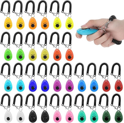 32 Pack Dog Training Clicker Bulk, Colorful Pet Training Clickers Cat Animal Trainer Clicker with Wrist Strap for Pet Dog Cat Horse Bird Behavioral Trainer Accessories (Multicolor)