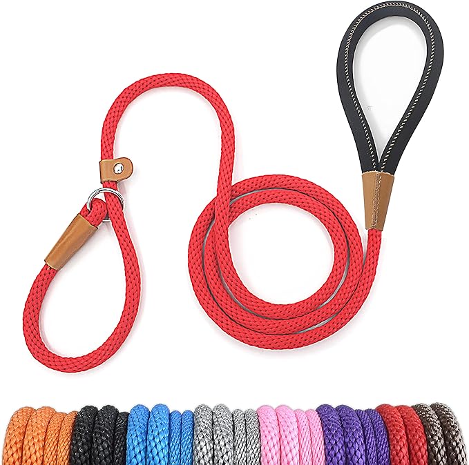 lynxking Dog Leash Slip Lead Rope Leash Strong Heavy Duty Braided Dog No Pull Training Lead for Medium Large and Small Dogs