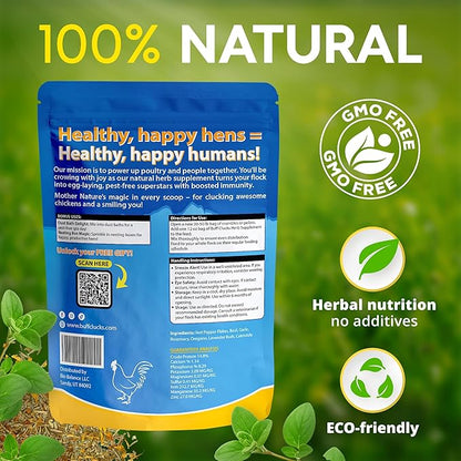 Buff Clucks Herb Supplement for Backyard Chickens - Natural Chicken Treats, Poultry Feed Botanical Mix, Plant-Based Coop Snacks for Daily Wellness, Feather Quality, Egg Production, USA (12 oz)