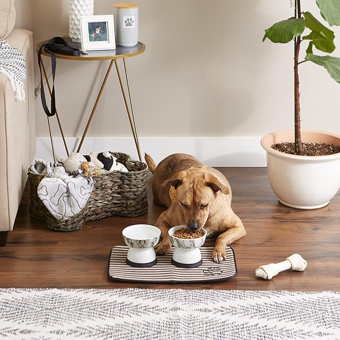 Bone Dry Machine Washable, Ultra Absorbent Pet Mat, 12x18, Brown Stripe