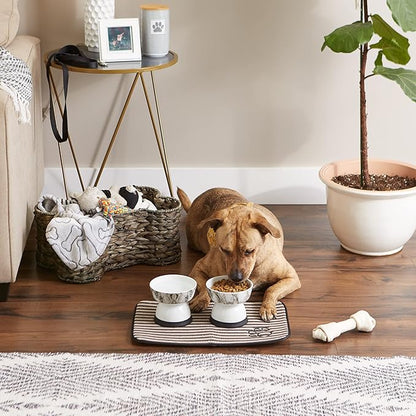 Bone Dry Machine Washable, Ultra Absorbent Pet Mat, 12x18, Brown Stripe