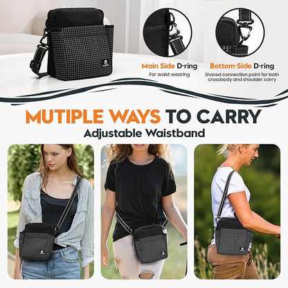 Dog Treat Pouch – Large Capacity with Magnetic Closure, Dog Walking Fanny Pack Built-in Poop Bag Dispenser, Clicker & Collapsible Bowl for Training & Walking - Black