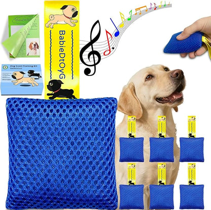 Dog Scent Training Kit with Squeaky Sound – Interactive Nose Work Toys for Dogs, Hide & Seek Scent Games | Mental Stimulation, Anxiety Relief & Obedience Training for All Ages (Blue)