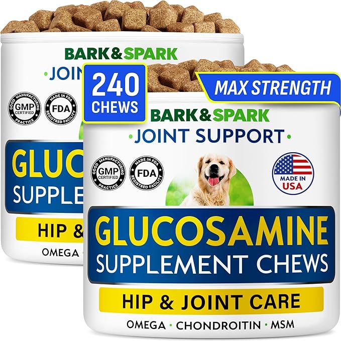 Glucosamine Chondroitin Dog Hip & Joint Supplement - Joint Pain Relief - Hip & Joint Chews for Dogs - Joint Support Large Breed - Senior Doggie Vitamin Pills Joint Health - (240 Treats - Chicken)