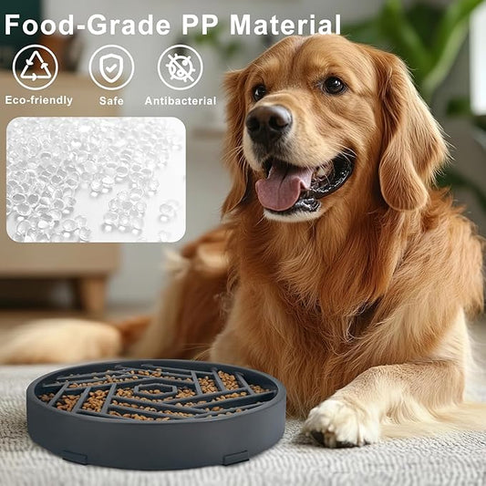 TOBYTO Slow Feeder Dog Bowls Large Medium Breed,Anti-Choking Slow Eating Dog Food Bowl,Non Slip Pet Slower Food Feeding Bowls Large Puzzle Slow Feeder Bloat Stop Maze Dog Dishes,Gray