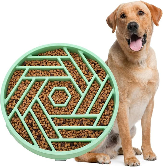WHIPPY Slow Feeder Dog Bowl, Puzzle Maze Design to Slow Down Eating, 3-Cup Capacity, Anti-Gulping Food Bowl for Medium & Large Dogs,Mint Green