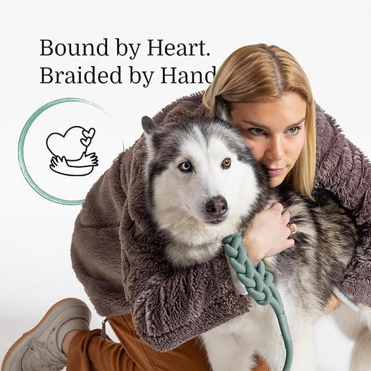 2025 New Edition, Fei & Eve Hand-Braided Dog Leash, 4FT | SP Cotton Material | Heavy Duty Training | Comfort Grip Handle for Small/Medium/Large Dogs, Green