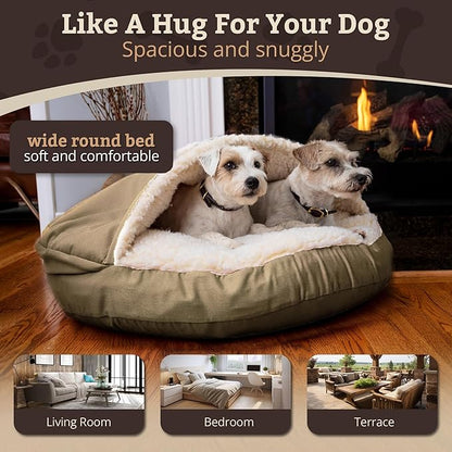 Snoozer Classic Poly-Cotton Cozy Cave Pet Bed, Extra Large, Khaki