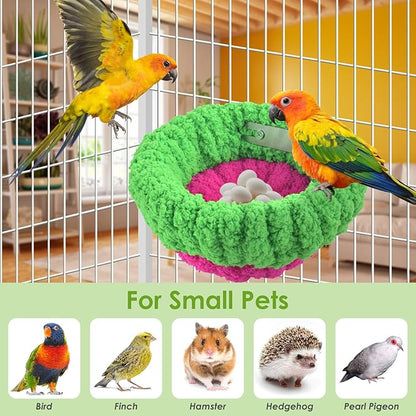 KATUMO Bird Nest, Small Parrot Breeding Bed for Budgie, Parakeet, Cockatiel, Conure, Lovebird, Canary, Finch Birds (Green/Rose, Large)