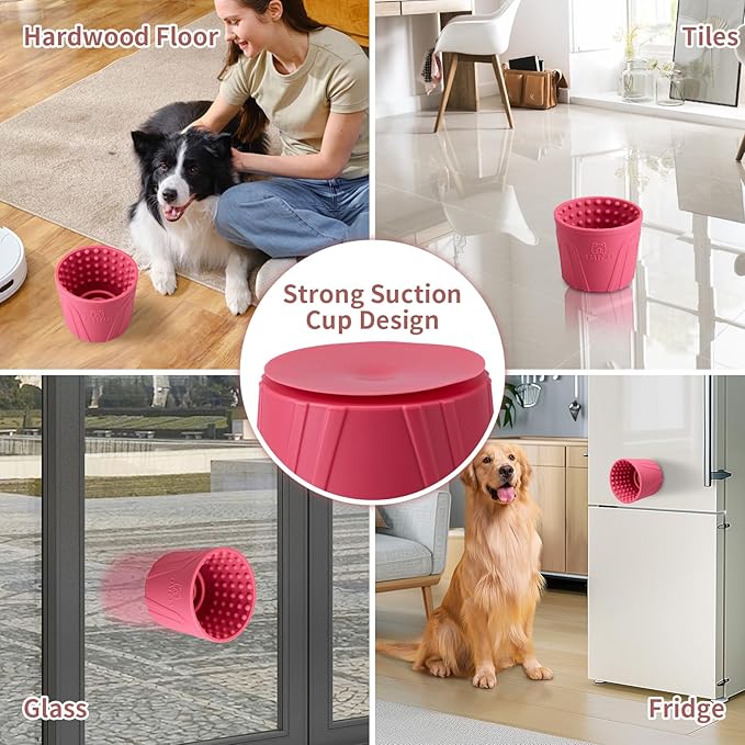 Dog Lick Bowl, Bestalk Anxiety Relief Slow Feeder Dog Lick Mat Treat Dispenser, Non-Slip Licking Bowl Enrichment Toys for Small Medium and Large Breed Dogs, BPA Free Silicone(Rose,S)