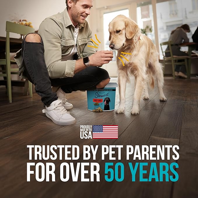 Stewart Beef Liver Dog Treats, 14 oz, ~315 Pieces, Freeze Dried Raw, Single Ingredient, 50% Protein Training Treats or Meal Topper in a Resealable Tub, Grain Free, Gluten Free