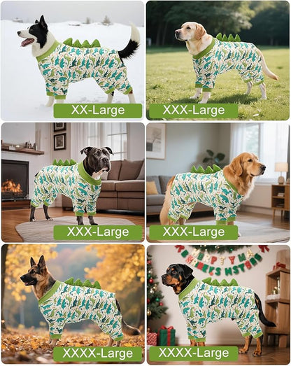 CuteBone Dinosaur Costume Dog Pajamas, Stretchy Spandex Crystal Velvet Sleepwear Coat for Small Dogs, Soft & Warm Pet Outfit Clothes for Cold Weather, Cozy Pullover Design COSP05XXL