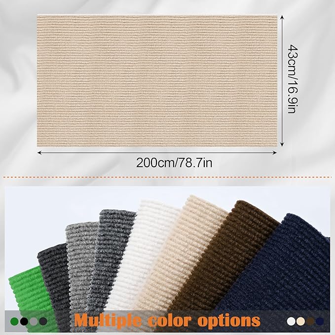 Cat Scratch Furniture Protector - 78.7" x 17" Trimmable Self-Adhesive Cats Claws Scratch Pads, DIY Cat Climbing Couch Protector for Scratch Post Cat Tree Replacement Indoor (Khaki)