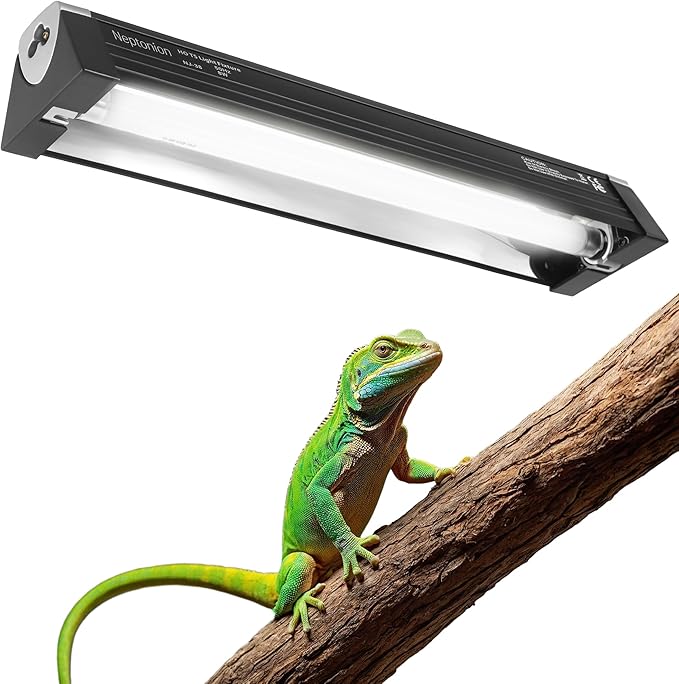 NEPTONION T5 Reptile UVB Light 12.5 Inches Fixture with UVB 10.0 Bulb High Output Hood for Terrariums, Basking Reptiles, Lizards, Chameleons, Iguanas, Bearded Dragons, 8W