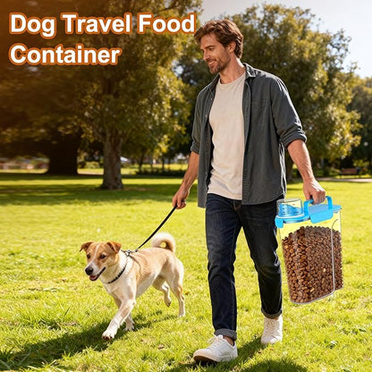 Dog Cat Food Storage Container, 5-7Lbs Pet Food Containers, Airtight Cat Food Container with Portable Handle & Measuring Cup, Small Animal Dry Food Dispenser for Dogs, Cats and Birds