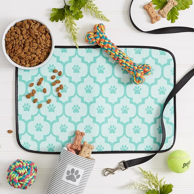 Bone Dry Machine Washable, Ultra Absorbent Pet Mat, 12x18, Green Lattice