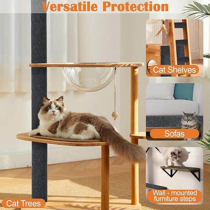 Cat Scratch Furniture Protector - 78.7" x 13.8" Trimmable Self-Adhesive Cats Claws Scratch Pads, DIY Cat Climbing Couch Protector for Scratch Post Cat Tree Replacement Indoor (Dark Gray)