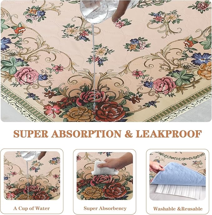 Qeils Washable Pee Pads, Reusable Puppy Pads Super Absorbent Leakproof Dog Training Pads, Non-Slip Wee Wee Pads for Crate, Floor, Potty Pads Feeding Mat Dog Pee 2 Pack 36"x36"