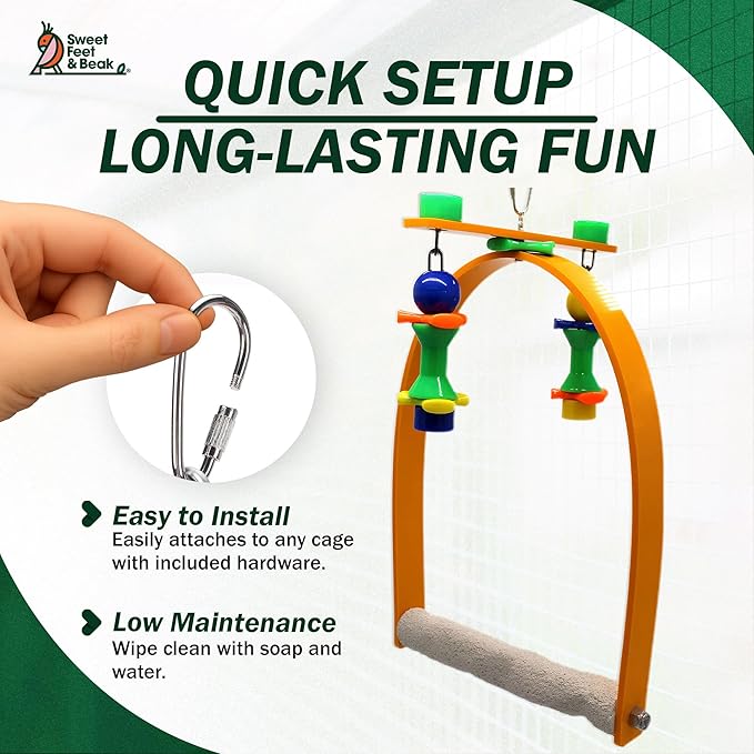 Sweet Feet and Beak Medium Whirly Bird - Perfect Cage Toy Stimulates Visual and Physical Activity - Safe, Non-Toxic, Cage Accessories for Medium Birds