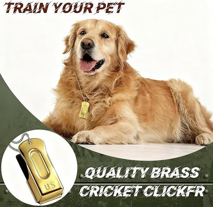 Jenaai 3 Pieces Brass Pet Training Clicker Dog Necklace Signaling Cricket Clicker Training for Puppy Dogs Cat(Gold)