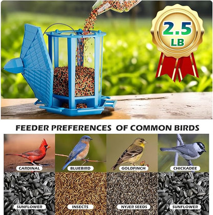 Birdream Bird Feeders for Outdoor Hanging, Fun Installation Pagoda Design Wild Birdfeeder, Attracting Wild Birds Sparrows Finch Cardinal Goldfinch Chickadee - Blue
