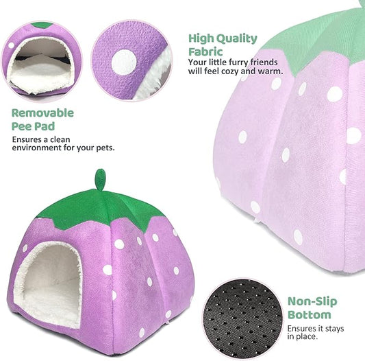 Tierecare Guinea Pig Hideout Bed Dwarf Rabbit House Cave Accessories Cozy Hide-Out for Little Bunny Hedgehog Ferret Chinchilla&Other Small Animals