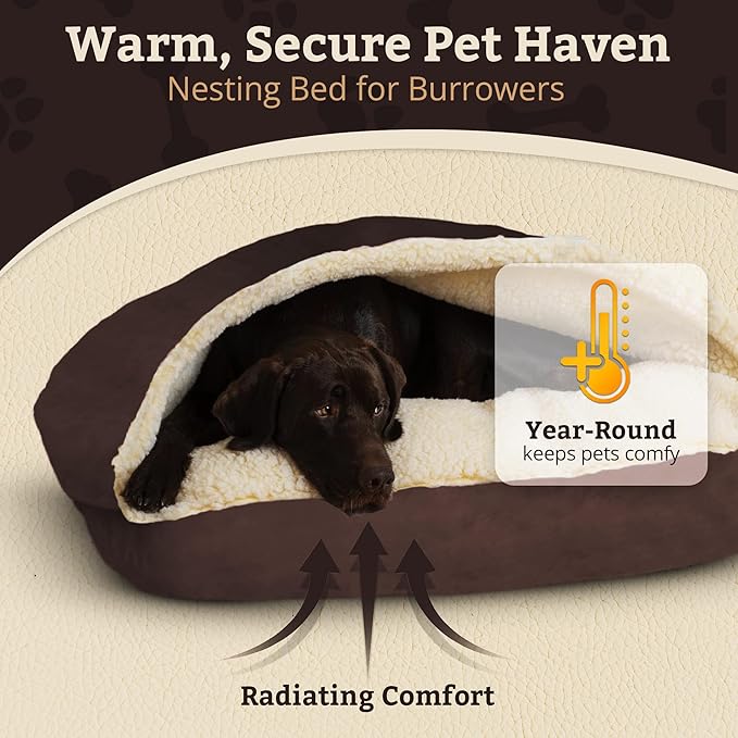 Snoozer Pet Products Luxury Rectangle Cozy Cave Dog Bed with Microsuede, Small, Hot Fudge