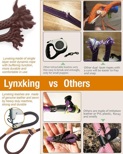 lynxking Dog Leash Slip Lead 5 6 8 FT Dog Training Leash Strong Heavy Duty Braided No Pull Training Lead Leashes for Small Medium Large Dogs
