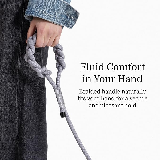 2025 New Edition, Fei & Eve Hand-Braided Dog Leash, 6FT | SP Cotton Material | Heavy Duty Training | Comfort Grip Handle for Small/Medium/Large Dogs, Gray