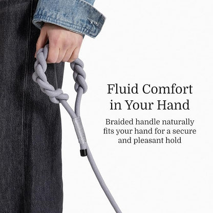 2025 New Edition, Fei & Eve Hand-Braided Dog Leash, 4FT | SP Cotton Material | Heavy Duty Training | Comfort Grip Handle for Small/Medium/Large Dogs, Gray