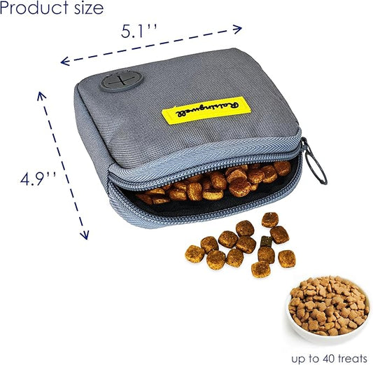 Dog Treat Pouch for Pet Walking and Training with Clicker Poop Bags Small Fanny Zipper Pack Holder for Puppy Snack Dispenser Kit for Leash and Outdoor Use （Gray）