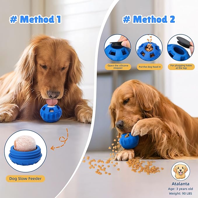 Dog Enrichment Toys to Keep Them Busy, Interactive Dog Toys -Slow Feeder Training to Relieve Boredom and Anxiety, Frozen Treat Dispenser for Small Dogs,Natural Rubber & Dishwasher Safe,Navy,S