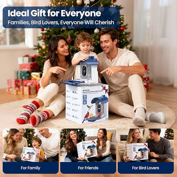 Smart Bird Feeder with Camera Solar Powered : 2K HD Live View, AI Bi rd Identification ＆ Instant Alerts, Weatherproof Smart Camera Bird Houses for Outside Garden - Gifts for Women, Green