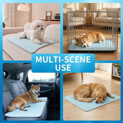 HAOMAIJIA Pet Cooling Mat for Dogs Thick Soft Washable Dog Cooling Mat Indoor Upgrade Waterproof Non-Slip Self Cooling Pad for Dog and Cat (Sky Blue, 39'' x 59'' XX-Large)