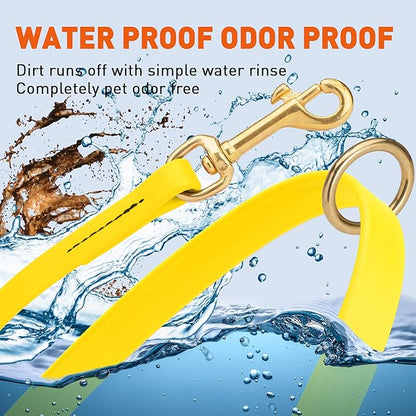 Viper Biothane K9 Working Dog Leash Waterproof Lead for Tracking Training Schutzhund Odor-Proof Long Line with Solid Brass Snap for Puppy Medium and Large Dogs 4ft, Lemon Yellow