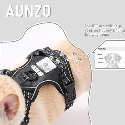 No Pull Dog Harness for Large Dogs, Golden Retriever, Labrador, German Shepherd etc, Easy to Put On and Take Off, Reflective, No Choke, Adjustable and Padded Pet Vest Harness, Black, L