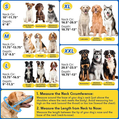Dog Cone to Stop Licking, Clear Recovery Collar with Detachable Zipper, Sturdy Elizabethan Collar for Large Medium Small Dogs, Soft Adjustable Cone After Surgery Patented, Blue M
