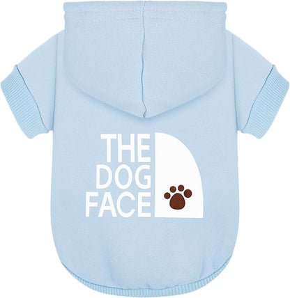 Paiaite Light Blue Chihuahua Dog Hoodie: Warm and Stylish with a 'The Dog Face' Printed Sweatshirt, Pet Clothes, and Sweater Coat All in One - Perfect for Winter and Cool Summer Nights! S