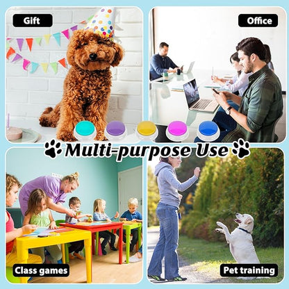 10 Color Voice Recording Buttons for Dogs Dog Training Communication Buttons with 30 Sec Record and Playback,Pet Training Buzzer for Puppy Cats, Funny Gift for Study Office Home Pet Lovers (10 Pack)