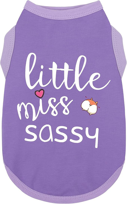 Paiaite Dog Clothes Fashionable Sleeveless Pet Vest: 'Little Miss Sassy' Printed Cotton Dog Shirt, Ideal for Small, Medium, and Large Breeds, Ensuring Comfort and Breathability Purple XS