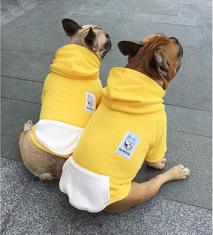 iChoue English Bulldog Clothes Hoodies for Dogs French Frenchie Pug English Boston Terrier Bully Pitbull Corgi Sweatshirt Sweater Clothing - Yellow/XXLarge