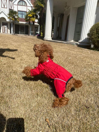 Dogs Waterproof Jacket, Lightweight Waterproof Jacket Reflective Safety Dog Raincoat Windproof Snow-Proof Dog Vest for Small Medium Large Dogs Red M