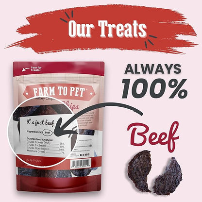 Farm To Pet - Dog Training Treats - 4 oz Beef Chips, Single Ingredient, Lean, All Natural, Healthy Treats for Small, Medium, Large Dog Breeds, & Puppies, Made in USA
