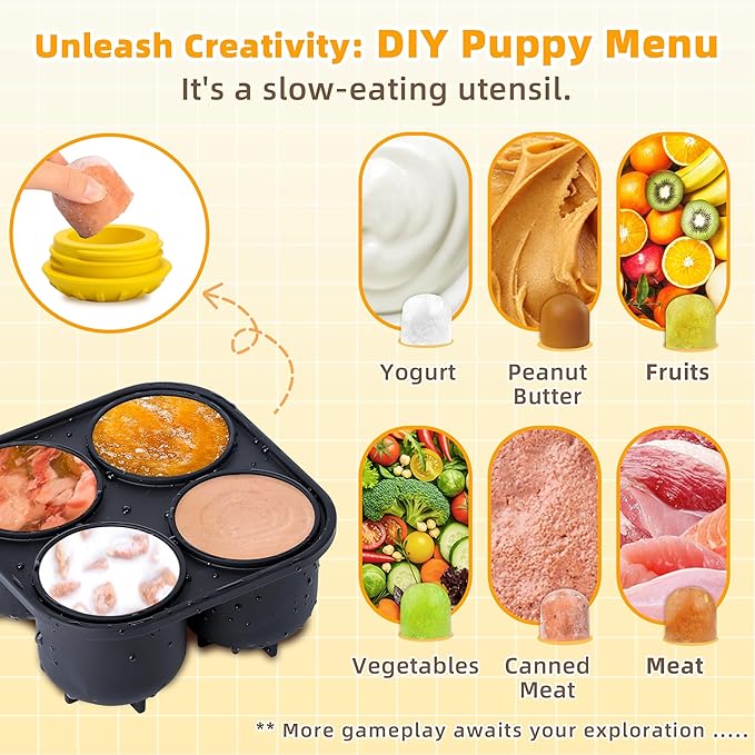 Dog Enrichment Toys, Interactive Dog Toy to Keep Your Pup Busy-Freeze Treat Dispensing,Freezable Fillable Rubber & Easy to Clean,Treat Dispensing Dogs-Slow Feeder, Christmas Dogs Toys, Lemon,S