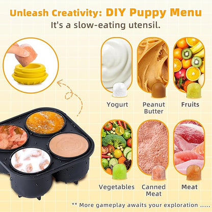 Dog Enrichment Toys, Interactive Dog Toy to Keep Your Pup Busy-Freeze Treat Dispensing,Freezable Fillable Rubber & Easy to Clean,Treat Dispensing Dogs-Slow Feeder, Christmas Dogs Toys, Lemon,S