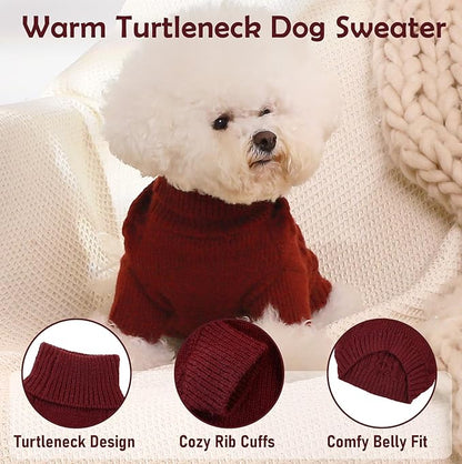 Dog Sweater Medium Size Dog, Red Knit Dog Sweater for Christmas, Thermal Knitted Dog Fall Clothes, Thanksgiving Dog Costumes, Soft Dog Turtleneck Sweater for Medium Dogs Schnauzer, Bichon Frise, Red M