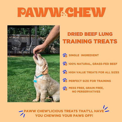 Paww Chew Beef Lung Dog Treats, 100% Natural, Single Ingredient, (2.5 Pound) Made in the USA, Dried & Dehydrated, High Protein, High Value Dog Training Treats, Grain Free, Low-Odor Free for All Breeds