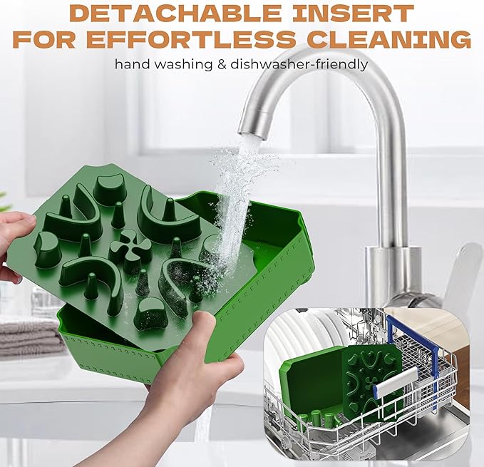 UPSKY Slow Feeder Dog Bowl, 2-in-1 Raised Dog Bowl with Anti-Choking Maze Puzzle, 2-6 Cups Pet Food for Small & Medium Breeds, Interactive Pet Feeder to Slow Eating, Reduce Boredom Fruit Green