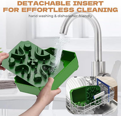 UPSKY Slow Feeder Dog Bowl, 2-in-1 Raised Dog Bowl with Anti-Choking Maze Puzzle, 2-6 Cups Pet Food for Small & Medium Breeds, Interactive Pet Feeder to Slow Eating, Reduce Boredom Fruit Green