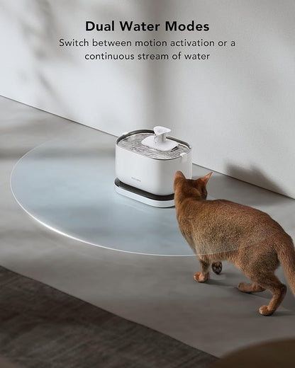 PETLIBRO Cordless Cat Water Fountain, Rechargeable Battery Operated Wireless Pet Water Fountain, 2.5L/84oz Cat Water Dispenser for Drinking with Quiet Pump Stainless Steel Tray Easy Clean BPA Free